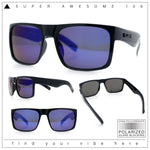 Mens Kush Polarized Mirrored Classic Sport Horn Rim Plastic Rectangle Sunglasses