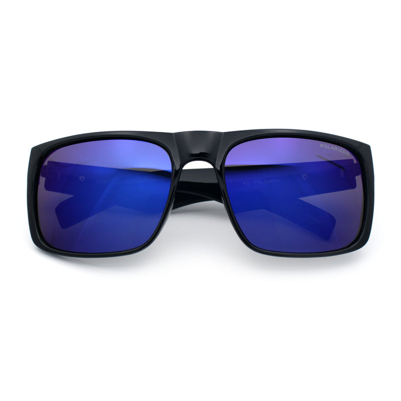 Mens Kush Polarized Mirrored Classic Sport Horn Rim Plastic Rectangle Sunglasses