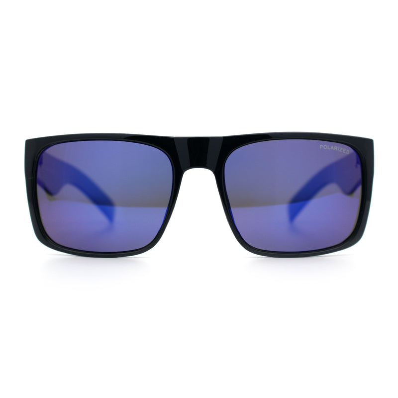 Mens Kush Polarized Mirrored Classic Sport Horn Rim Plastic Rectangle Sunglasses