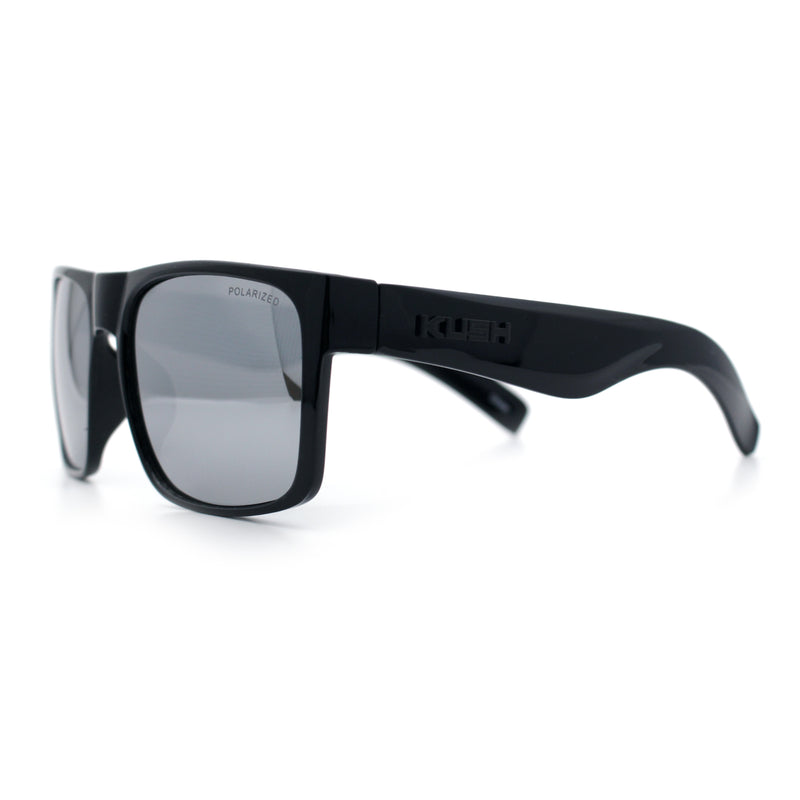 Mens Kush Polarized Mirrored Classic Sport Horn Rim Plastic Rectangle Sunglasses