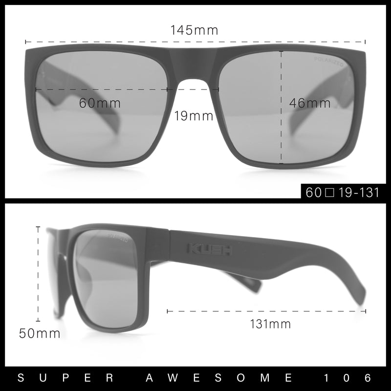 Mens Kush Polarized Mirrored Classic Sport Horn Rim Plastic Rectangle Sunglasses
