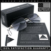 Womens Rimless Rectangle Rhinestone Heart Jewel Studded Lens Metal Sunglasses