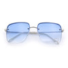Womens Rimless Rectangle Rhinestone Heart Jewel Studded Lens Metal Sunglasses