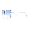 Womens Rimless Rectangle Rhinestone Heart Jewel Studded Lens Metal Sunglasses