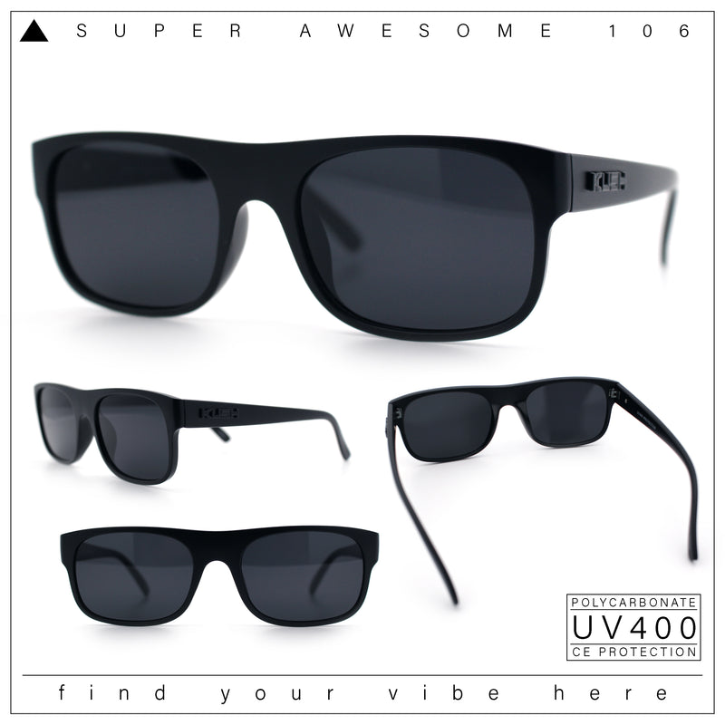 Mens Kush Narrow Rectangle Horn Rim All Black Street Gangster Sunglasses