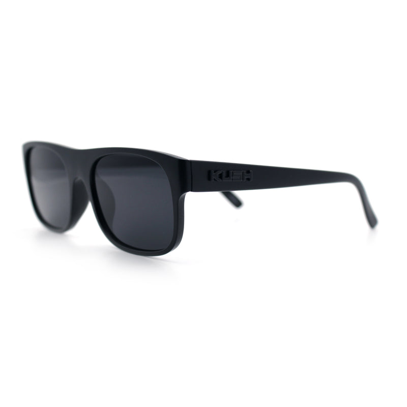 Mens Kush Narrow Rectangle Horn Rim All Black Street Gangster Sunglasses