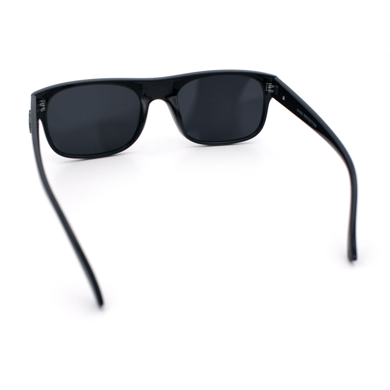 Mens Kush Narrow Rectangle Horn Rim All Black Street Gangster Sunglasses