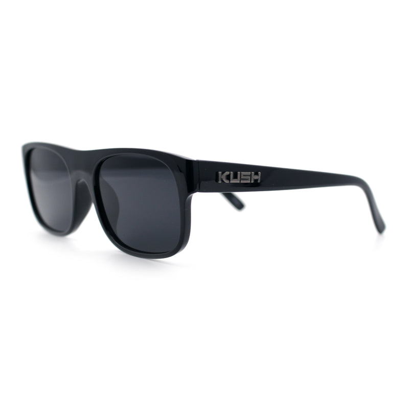 Mens Kush Narrow Rectangle Horn Rim All Black Street Gangster Sunglasses