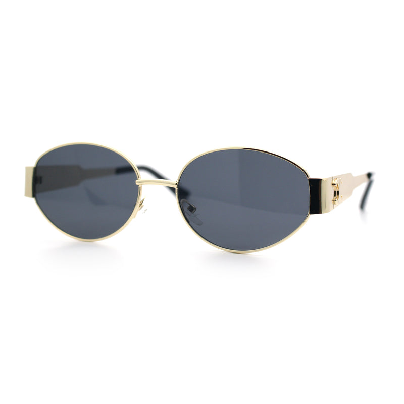 Womens Classic Retro Dad Fashion Oval Round Metal Rim Sunglasses
