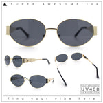 Womens Classic Retro Dad Fashion Oval Round Metal Rim Sunglasses