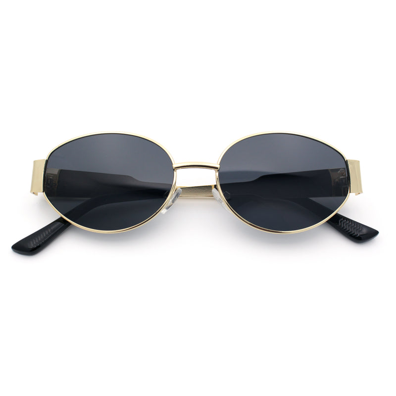 Womens Classic Retro Dad Fashion Oval Round Metal Rim Sunglasses