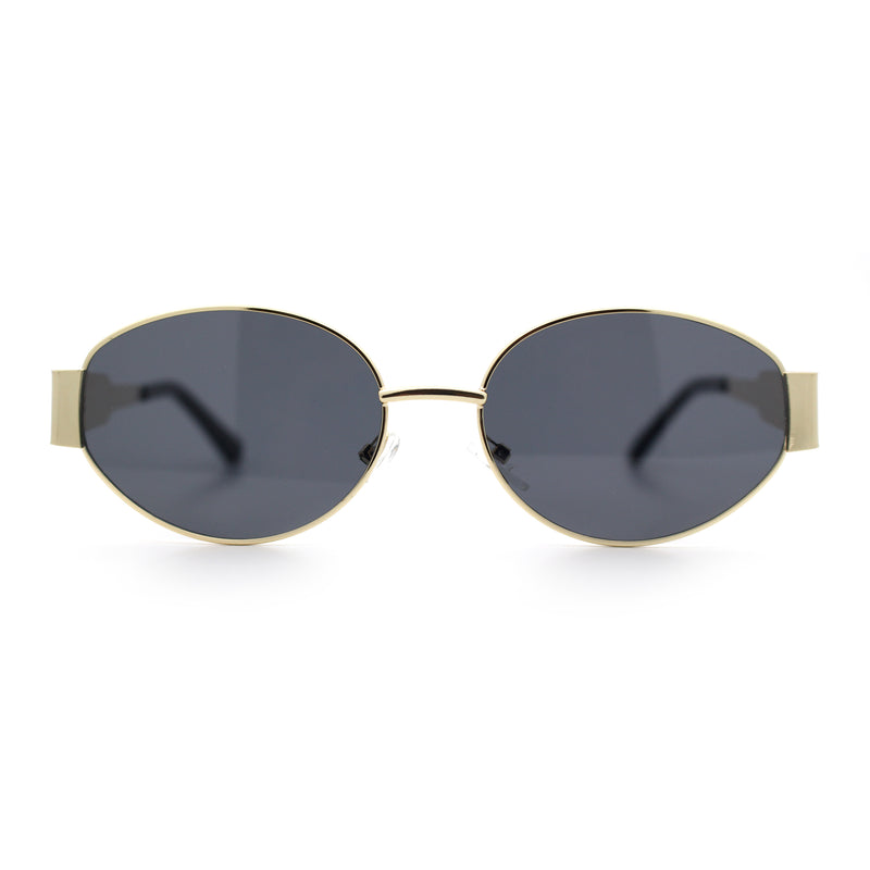 Womens Classic Retro Dad Fashion Oval Round Metal Rim Sunglasses