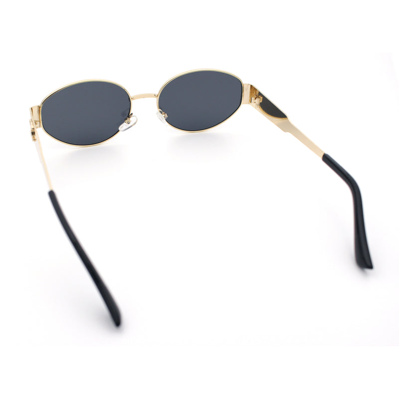 Womens Classic Retro Dad Fashion Oval Round Metal Rim Sunglasses