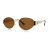 Womens Classic Retro Dad Fashion Oval Round Metal Rim Sunglasses