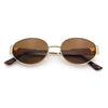 Womens Classic Retro Dad Fashion Oval Round Metal Rim Sunglasses