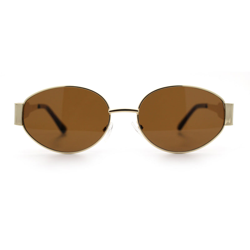Womens Classic Retro Dad Fashion Oval Round Metal Rim Sunglasses