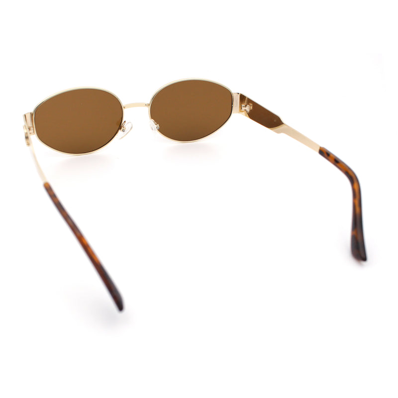 Womens Classic Retro Dad Fashion Oval Round Metal Rim Sunglasses