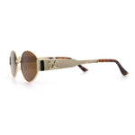 Womens Classic Retro Dad Fashion Oval Round Metal Rim Sunglasses