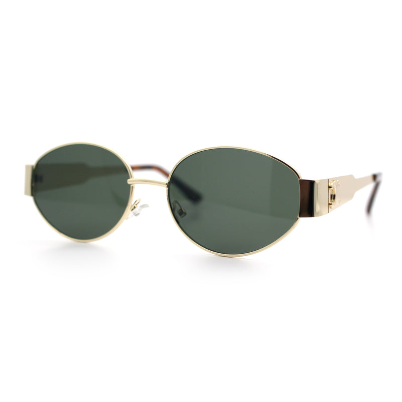 Womens Classic Retro Dad Fashion Oval Round Metal Rim Sunglasses