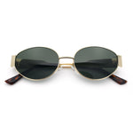 Womens Classic Retro Dad Fashion Oval Round Metal Rim Sunglasses