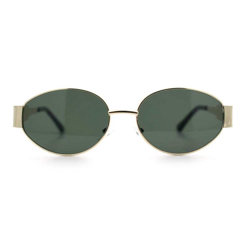 Womens Classic Retro Dad Fashion Oval Round Metal Rim Sunglasses