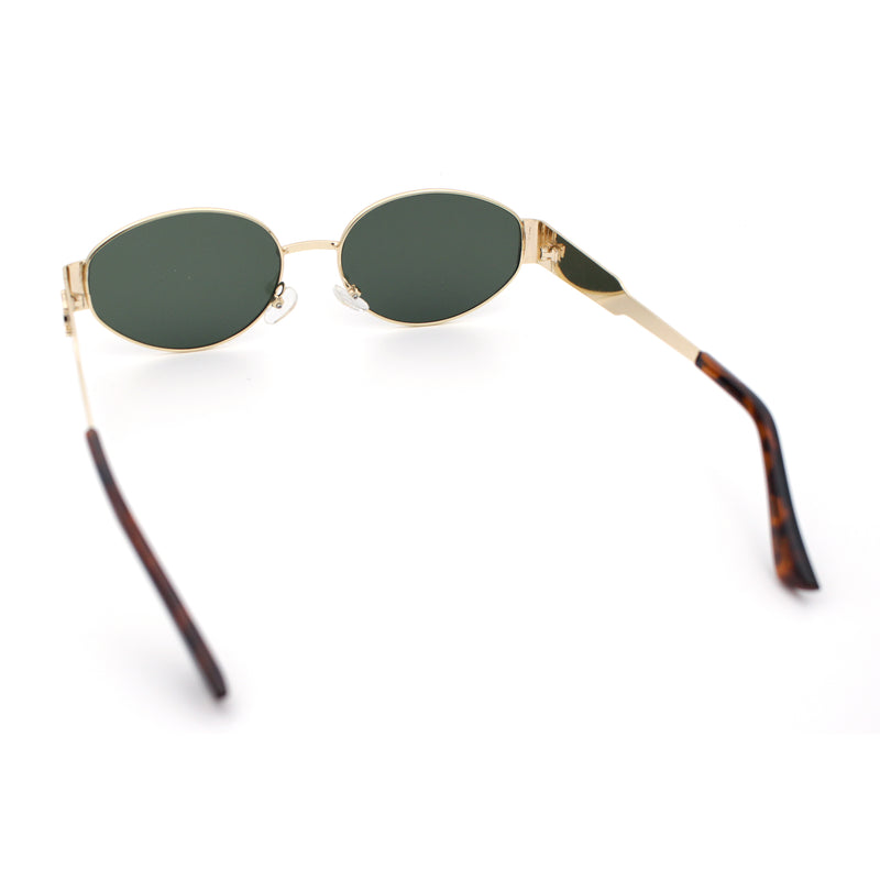 Womens Classic Retro Dad Fashion Oval Round Metal Rim Sunglasses