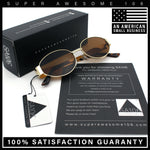 Womens Classic Retro Dad Fashion Oval Round Metal Rim Sunglasses