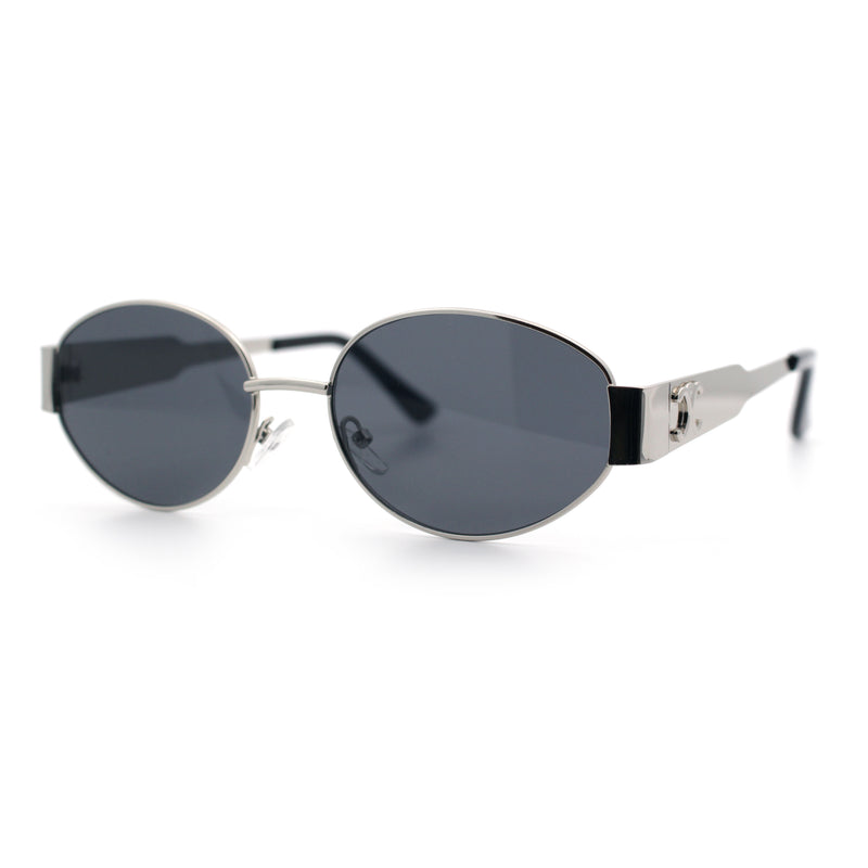 Womens Classic Retro Dad Fashion Oval Round Metal Rim Sunglasses