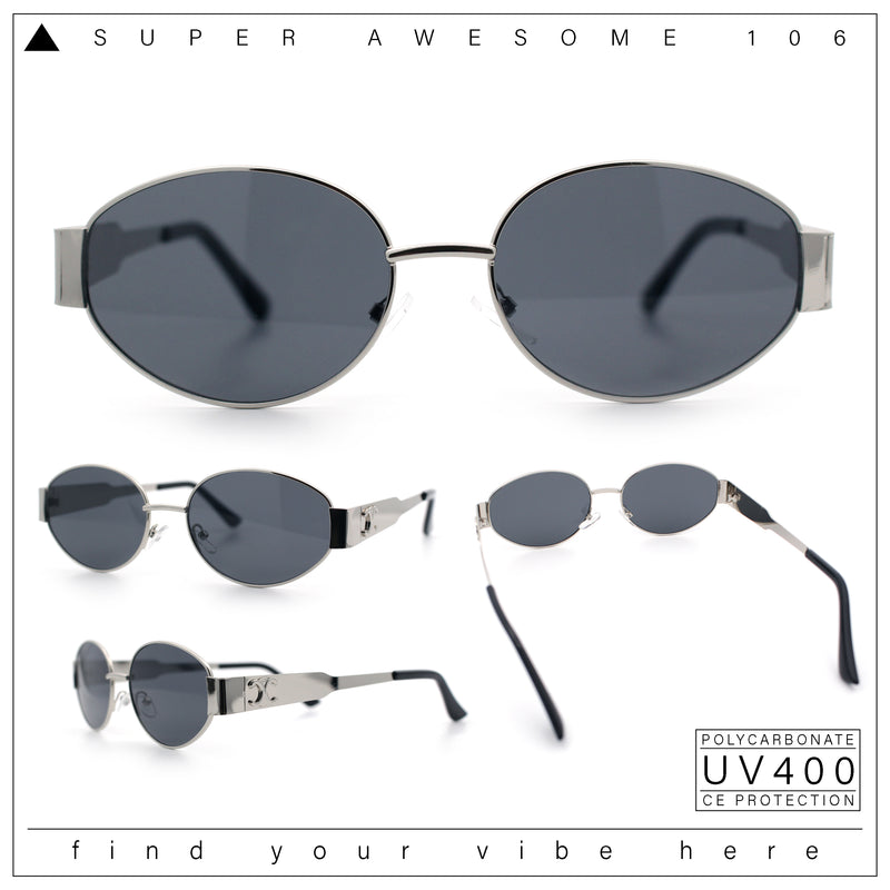 Womens Classic Retro Dad Fashion Oval Round Metal Rim Sunglasses