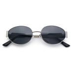 Womens Classic Retro Dad Fashion Oval Round Metal Rim Sunglasses