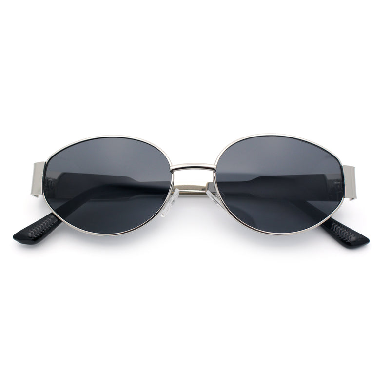 Womens Classic Retro Dad Fashion Oval Round Metal Rim Sunglasses