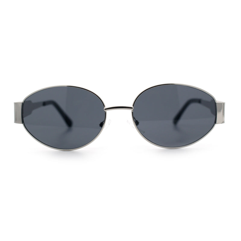 Womens Classic Retro Dad Fashion Oval Round Metal Rim Sunglasses
