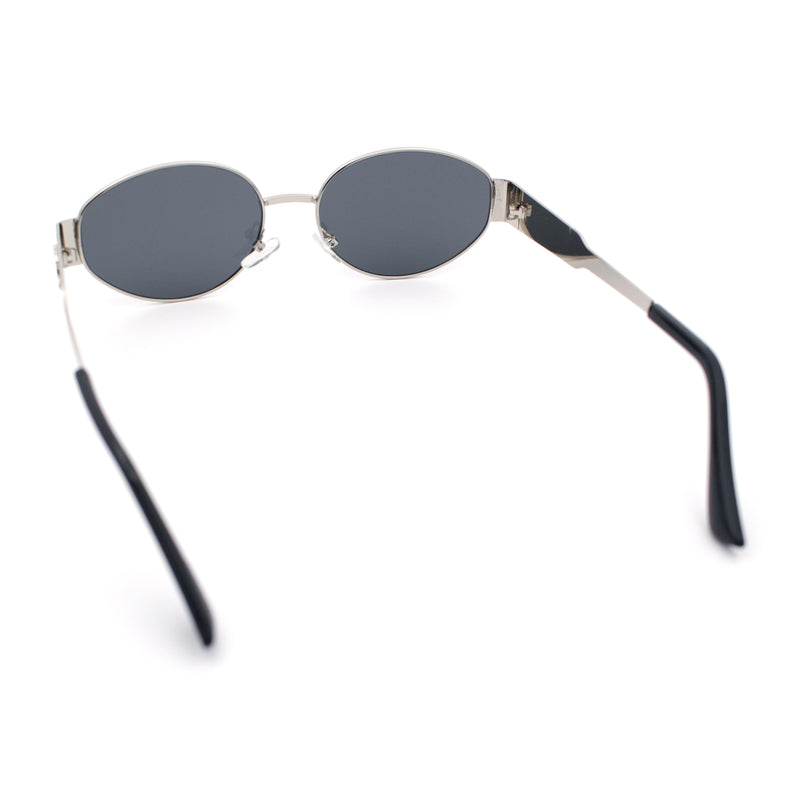 Womens Classic Retro Dad Fashion Oval Round Metal Rim Sunglasses