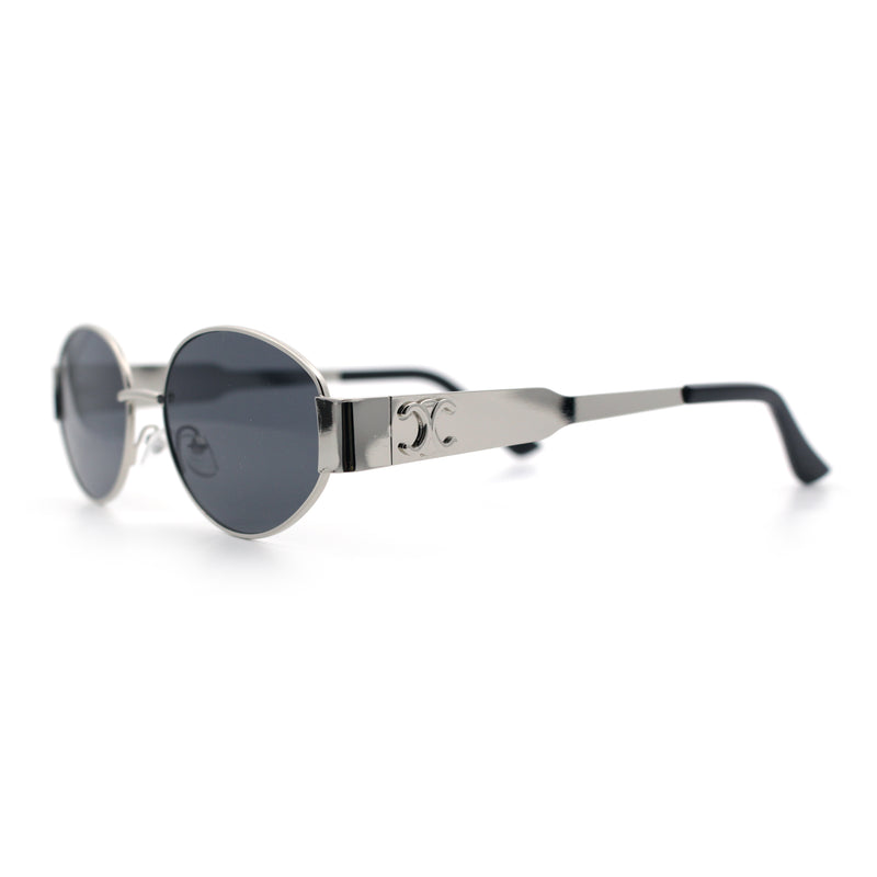 Womens Classic Retro Dad Fashion Oval Round Metal Rim Sunglasses