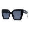 Womens Angular Squared Rectangle Oversized Horn Rim Thick Plastic Sunglasses