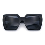 Womens Angular Squared Rectangle Oversized Horn Rim Thick Plastic Sunglasses