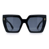 Womens Angular Squared Rectangle Oversized Horn Rim Thick Plastic Sunglasses