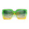 Womens Angular Squared Rectangle Oversized Horn Rim Thick Plastic Sunglasses