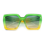 Womens Angular Squared Rectangle Oversized Horn Rim Thick Plastic Sunglasses