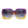 Womens Angular Squared Rectangle Oversized Horn Rim Thick Plastic Sunglasses