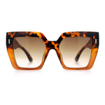 Womens Angular Squared Rectangle Oversized Horn Rim Thick Plastic Sunglasses