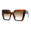 Womens Angular Squared Rectangle Oversized Horn Rim Thick Plastic Sunglasses