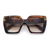Womens Angular Squared Rectangle Oversized Horn Rim Thick Plastic Sunglasses