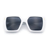Womens Angular Squared Rectangle Oversized Horn Rim Thick Plastic Sunglasses