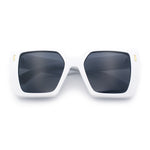 Womens Angular Squared Rectangle Oversized Horn Rim Thick Plastic Sunglasses