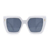 Womens Angular Squared Rectangle Oversized Horn Rim Thick Plastic Sunglasses