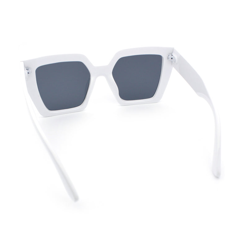 Womens Angular Squared Rectangle Oversized Horn Rim Thick Plastic Sunglasses