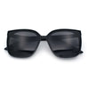 Womens Polarized Inset Lens Large Horn Rim Rectangle Boyfriend Sunglasses