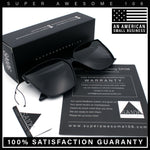 Womens Polarized Inset Lens Large Horn Rim Rectangle Boyfriend Sunglasses