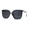 Womens Polarized Inset Lens Large Horn Rim Rectangle Boyfriend Sunglasses